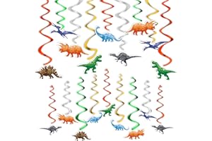 WERNNSAI Watercolor Dinosaur Hanging Swirl - 24PCS Dinosaur Party Decorations for Boys Kids Dino Theme Birthday Party Supplies Jurassic World Hanging Spiral Garlands Ceiling Decor