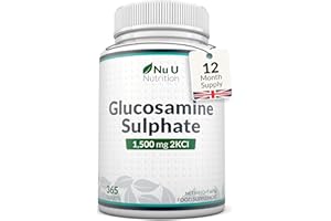Glucosamine Sulphate 2KCl 1500mg - 365 Tablets - 1 Year Supply - High Strength Glucosamine Tablets - Joint Supplements for Men & Women - Made in The UK - Nu U Nutrition