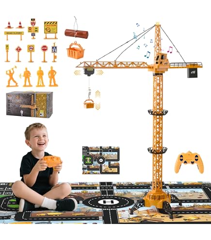 Grúa Titan De Radio Control – 150 Cm De Altura, Gira 360°, Con Luces LED Y Carga USB, Para Niños De 3+ Años