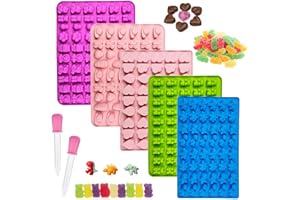 BLUVAST 5 Pièces Moule Silicone Bonbon avec Compte Gouttes, Réutilisable pour Faire Chocolat, Glaçons, Biscuits et Bonbons