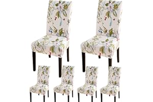 JMYDecor Coprisedie con Schienale, 6 Pezzi Coprisedia Elastico per Coprisedie Sala da Pranzo Rivestimento Sfoderabile, Fodere Sedie con Schienale Copertura Protettiva per sedie
