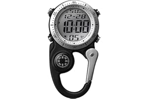 Dakota Digital Backpacker Clip, Premium Quality Fob and Pocket Watch, Alarm, Stopwatch, Timer and Dual Time, Outdoor Gifts for Men and Women, Tactical Digital Watch