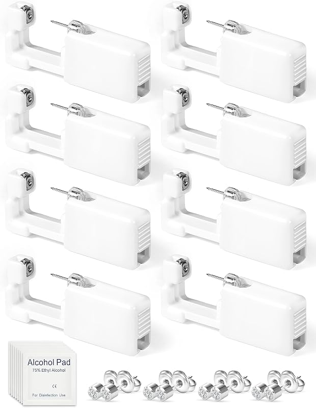 Yiorxu 8 Stück Ohrlochpistole,Piercing Set Einweg Steril Sicherheits Ohrringe Selber Stechen, Piercing Pistole Studs für Damen Herren Mädchen Jungen