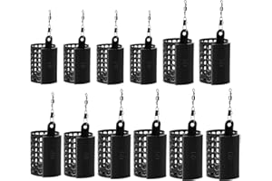 MIYUANGKJ 12 Stück Futterkorb Angeln Feeder, Futterkorb Feeder zum Angeln Metallkäfig Metall Futterkorb mit Gewichte und Wirbel Snap 10/20/30/40/50/60g Rund Method Feeder Korb Bleifrei
