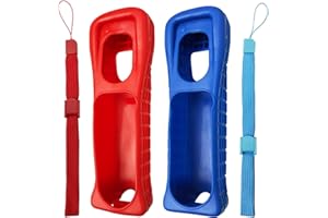 PGONA 2 fundas de silicona con correa de muñeca de repuesto para mando a distancia Wii (rojo y azul)