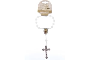 Catholic Silver chain rose flower shape luminous single decade pocket car rosary beads St. Christopher