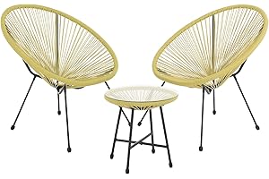 SVITA Bali Meuble de Balcon 3 pièces Polyrattan Lounge Set Balcon Meuble de Jardin Jaune