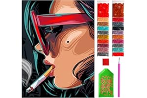 ARTULIO Diamond Painting Kit 5D DIY – Donna pop art con sigaretta – 30x40 - Pittura Diamante Fai da Te, Decorazione per Casa e Pareti, Kit di pittura con diamanti per bambini