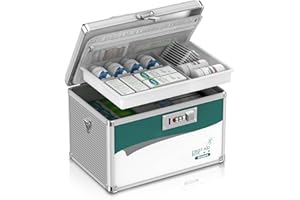 Glosen Medizin Box mit Zahlenschloss, Medikamenten Aufbewahrung Verschließbare Box mit Riemen, Aufbewahrungsbox Medikamentenbox mit Schloss 12 * 7,68 * 6,87 Zoll (Code-Schloss, Mittel)