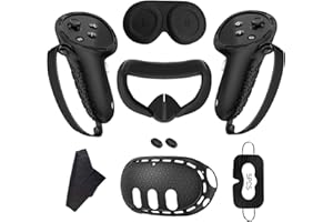 GEVVNSS Set di Accessori Protettivi per Meta Quest 3 Silicone,2 Pezzi Custodia Controller,Copertura per Visore VR,Maschera per Viso,Copriobiettivo,Impugnature per Pollice×2,Maschere per Occhi×5