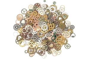 HCHES Retro Charms Steampunk Accessoires Deko Zahnräder Anhänger für Kopfbedeckung, Kostüm Zubehör Karneval Schmuck Basteln Verschiedene Farbe 50g