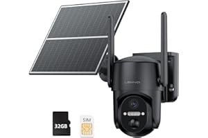 LEMNOI 4G LTE IP Caméra de Surveillance Solaire Extérieure avec Carte SIM et SD, 360° Rotation, PIR Détection de Mouvement, 2K Vision Nocturne, Audio Bidirectionnel, Etanche IP66