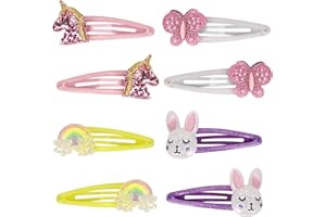MAEOETTY Toddler Girls Butterfly Snap Clips,Lovely Unicorn Rabbit Hair Clip for Kids Cute Rainbow Metal Snap Hair Pins-Butterfly