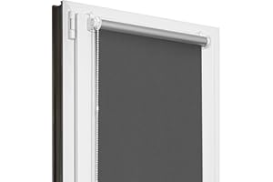 ‎ESTIKA Estika Verdunklungsrollo Thermorollo ohne Bohren - 135 cm x 150 cm - Graphit - 13 Stoff Farben, Rollos für Fenster ohne Bohren, Klemmfix rollos für Fenster innen (135 cm Stoffbreite)