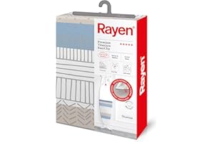Rayen | Funda Tabla de Planchar Universal | Funda de Planchar Ajuste EasyClip | 4 capas: Espuma, Muletón, tejido 100% Algodón, Calidad Titanium | Gama Premium | Medida: 130x47 cm | Estampado