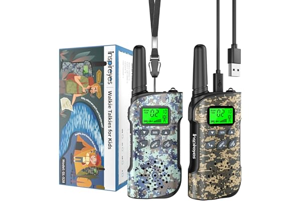 Inspireyes Talkie Walkie Enfants Rechargeable, 48H Autonomie, Longue Portée 3 Mile, Cadeau Anniversaire Enfant Garçon Fille, Jouet Extérieur 3-12 Ans