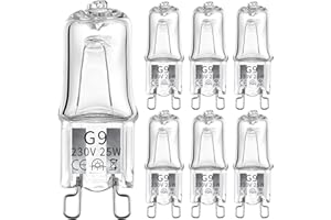 FOXNSK Lot de 6 ampoules halogènes G9 25 W 230 V 300 ℃ pour four à micro-ondes, four à micro-ondes, cuisinière - Lampe de rechange pour four Neff Zanussi Smeg Bosch AEG