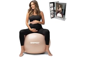 ‎BABYGO BABYGO Geburtsball – Schwangerschafts-Yoga, Arbeit & Gymnastikball & Buch Set Trimester-Ziel, Mutterschaftsphysio, Geburt & Genesungsplan inklusive Anti-Burst-umweltfreundliches