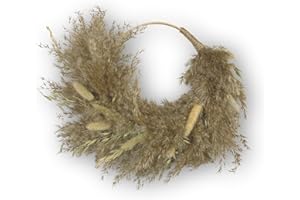 NINA-MARIA'S DEKO GOLD Corona de Flores secas de Hierba Las Pampas, Decoración Bohemia de Pared, Ventana y Puerta