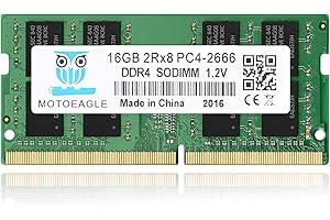 MOTOEAGLE 16GB DDR4 2666MHz (DDR4-2666) PC4-21300 (PC4-2666V) Non-ECC Unbuffered 1.2V CL19 2Rx8 Dual Rank 260 Pin SODIMM Laptop Notebook PC Memory RAM