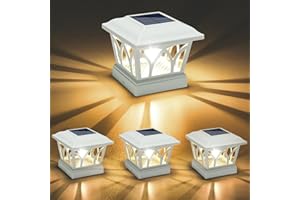 VOLISUN Solar Post Cap Lights Outdoor 4Pack, with Edison LED Bulbs, 2 Brightness Setting, Fence Post Lights Solar Powered for Garden Fence Deck Mailbox Yard Porch, Fits 4x4 6x6 Posts(Slate White)