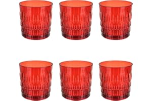 Pasabahce Lot de 6 verres à eau rouge en verre Rain