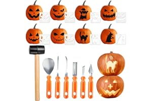 KYOEOE Halloween Kürbis Schnitzset mit Vorlagen,16-teiliges Halloween DIY Kürbis Schnitzset Kinder Pumpkin Schnitzmesser Kürbis Schnitzwerkzeug Carving Set für Kinder und Familie