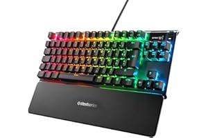 SteelSeries Apex 7 TKL - Clavier de Gaming Mécanique – Forme Compacte – Écran OLED Display – Switchs Rouges - Agencement Français AZERTY