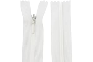AERZETIX - C61719 - Set di 10 cerniere invisibili 50cm non separabili - cerniera lampo - colore latte bianco - pelletteria jeans pantaloni vestito gonna abbigliamento cucito