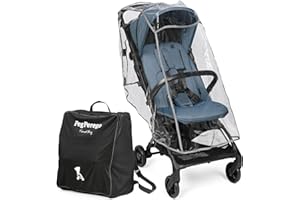 Peg Perego Passeggino Leggero Volo con Parapioggia, per Aereo, Compatto, Omologato per Cappelliera, Misure Bagaglio a Mano, Adatto dalla Nascita fino a 22 kg, Include Borsa da Viaggio, Blue Cameo