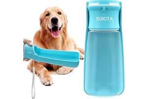 SOICTA Trinkflasche Hunde für Unterwegs zum Gehen 550ml oder 350ml Hundetrinkflasche für Unterwegs für Welpen Kleine Mittel Große Trinkflasche Hund Hunde Wasserflaschen to Go(550ml Blau)