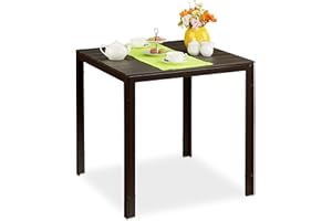 ‎RELAXDAYS Relaxdays Gartentisch quadratisch, Holzoptik, Esstisch Garten, Balkon, Terrasse, 74,5x77,5x77,5cm, Balkontisch, braun
