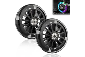 VEGENA Ruote Luminose LED, 2 Ruote per Scooter LED, Ruote Sostitutive per Scooter da 80 mm, Ruote Scooter Acrobatiche Ruote Luminose LED con Abec 7 Cuscinetti Sfera, per Tutti I Tipi Di Scooter (Black-120mm)