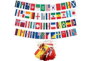 HOMAVEL 48 st världsflaggsgirlang 15 m lång 14 x 21 cm – 48 länder, internationella flaggor för VM 2026, festdekorationer, dubbelsidig tygbanderoll för fotboll, bar, klubb, trädgård, gatudekor