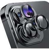 Babilden İphone Al&uuml;minyum Alaşım &Ccedil;er&ccedil;eveli Tempered Glass Kamera Lens Koruyucu (İPHONE 14 PRO, Black)