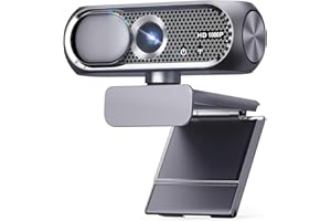 Shcngqio 1080P HD Webcam with Microphone, Noise Cancellation, Privacy Cover, Wide-Angle Lens, Auto Light Correction, Plug & Play USB Webcam for Laptop, Desktop, PC, Mac, Zoom, Skype, Streaming (Black)