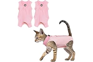 GRANTOP 2PCS Cat Professional Recovery Suit, Anti-licking Cat Vest, E-Collar Alternative for Cats, Recovery Suit Post Surgery for Abdominal Wounds or Skin Diseases