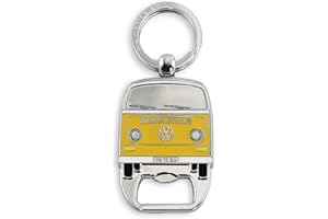 BRISA VW Collection - Volkswagen Keychain Ring Keychain Accessory Keyholder with Bottle Opener in T2 Bus Campervan Design (Orange)