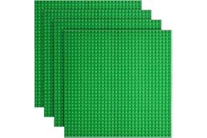 Etarnfly 4 Pack Classic Base Plates,25.5 x 25.5 cm Building Board Baseplates 100% Compatible with All Major Brands,Green