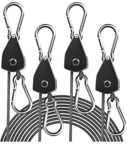 Adjustable Rope Ratchet Grow Light Fixture Rope Plant Hanger For Double - View #10