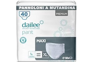 Dailee Pants Maxi XL - 40x Pannoloni per Anziani a Mutandina - 4 Confezioni da 10 Pannoloni per Anziani Notte Super Assorbenti - Pants Incontinenza Donna e Uomo - Formato Scorta
