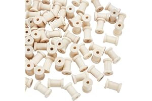 OLYCRAFT 80pcs Bobines Vides en Bois Mini Bobines de Fil Vides Bobines Vides en Bois Bobines de Tissage de Fil Naturel pour Machines à Coudre Arts et Bricolage - 15x23 mm