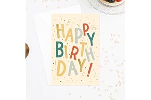 popcarte • Carte Anniversaire • Confettis • En anglais • 1 Carte & Enveloppe Blanche Incluse • Format 12x17cm Pliée • Papier Haut de Gamme (300g/m²) • Pour souhaiter un Joyeux Anniversaire