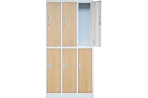 ‎JAN NOWAK Jan Nowak Schließfachschrank 3B2A Wertfachschrank Metallspind Umkleideschrank 6 Fächer Stahlblech Pulverbeschichtet 185 cm x 90 cm x 45 cm (H x B x T) (Weiß-Holzoptik)