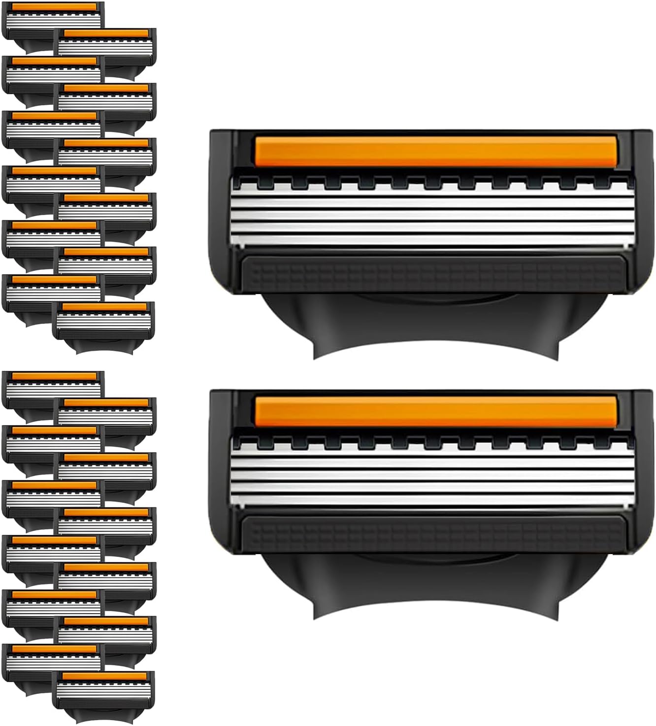 24PCS Razor Blades, 5-Layer Replacement Blades with Protective Fins for Men