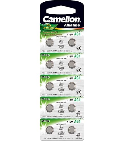 Piles Bouton Alcalines AG1 Camelion - Pack De 10, Durée De Vie Environ 5 Ans