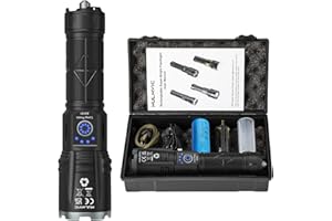 Nulmvic Torcia LED Ricaricabile: 30000 Lumens Torcia LED Potente Professionale - Torcia Tattica Militare IP67 Impermeabile 5 
