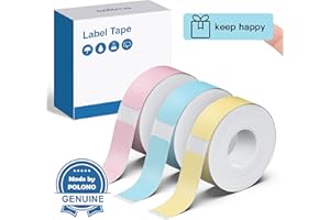 POLONO P31S Label Maker Tape, Adapted Label Print Paper, 14x40mm(0.55"x1.57"), Standard Laminated Self-Adhesive Label Tape, Thermal Label Maker Tape Refill for Home Office, 540 Labels,Pink/Blue/Yellow