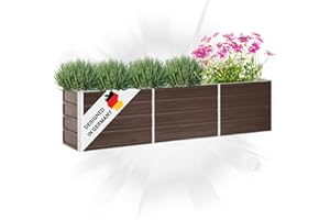 DELUKE® Hochbeet für Garten Oskar Braun | 240x40x45cm | Verzinkter Stahl | Wetterfest | Hochbeet Metall Gartenbeet Kräuterbeet Blumenbeet Beet hoch Frühbeet für Garten Gemüsebeet