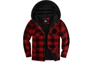 zitysport Camicia Giacca Ragazzi Felpa con Cappuccio Spessa Plaid Bambini Zip Di Flanella Calda Sudore Outdoor Felpa Foderato Invernali Tasca
